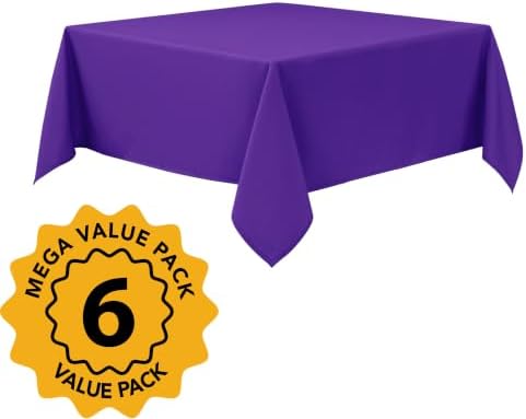 6-Pack Purple Tablecloths for Square Tables, 70 x 70 Inches in 70 x 70 Inches, alternate view 2