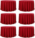 6-Pack Red Round Tablecloths, 132 in, for 6-8 Ft Round Tables
