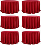 6-Pack Red Round Tablecloths, 132 in, for 6-8 Ft Round Tables
