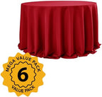 6-Pack Red Round Tablecloths, 132 in, for 6-8 Ft Round Tables, alternate view 2