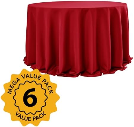6-Pack Red Round Tablecloths, 132 in, for 6-8 Ft Round Tables, alternate view 2