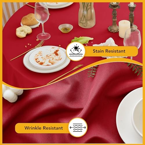 6-Pack Red Round Tablecloths, 132 in, for 6-8 Ft Round Tables, alternate view 3