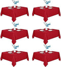 6 Pack Red Square Tablecloths 70x70 Inch for 2-4 Ft Tables in 70x70 Inch in Red