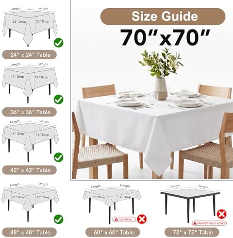 6 Pack Red Square Tablecloths 70x70 Inch for 2-4 Ft Tables in 70x70 Inch in Red, alternate view 5
