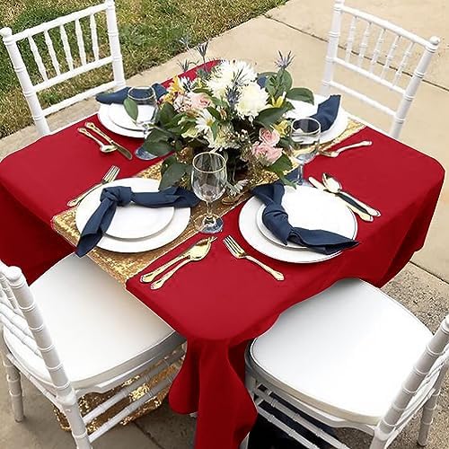 6 Pack Red Square Tablecloths 70x70 Inch for 2-4 Ft Tables in 70x70 Inch in Red, alternate view 6