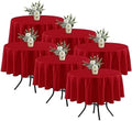 6 Pack Red Tablecloths 70 Inch Round for 36"-48" Tables in Red