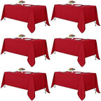 6 Pack Red Tablecloths 70x108 Inch for 6 Foot Rectangle Tables in 70x108 Inch in Red