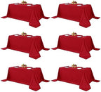 6 Pack Red Tablecloths 90x132 Inch for 6 Foot Rectangle Tables in 90x132 Inch in Red