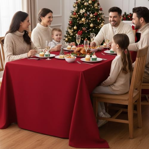 6 Pack Red Tablecloths 90x132 Inch for 6 Foot Rectangle Tables in 90x132 Inch in Red, alternate view 2