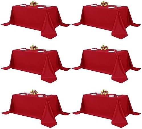 6 Pack Red Tablecloths 90x156 Inch for 8 Foot Rectangle Tables in 90x156 Inch in Red