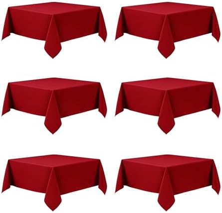 6-Pack Red Tablecloths for Square Tables, 54 x 54 Inches in 54 x 54 Inches
