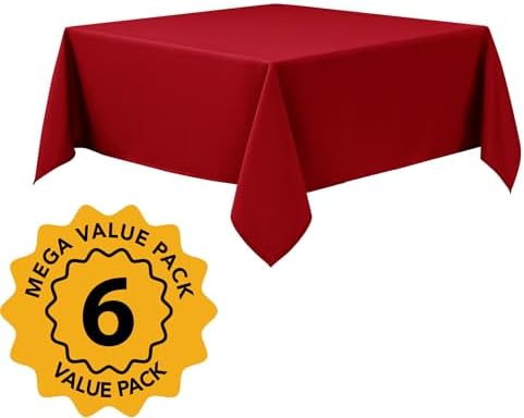 6-Pack Red Tablecloths for Square Tables, 54 x 54 Inches in 54 x 54 Inches, alternate view 2