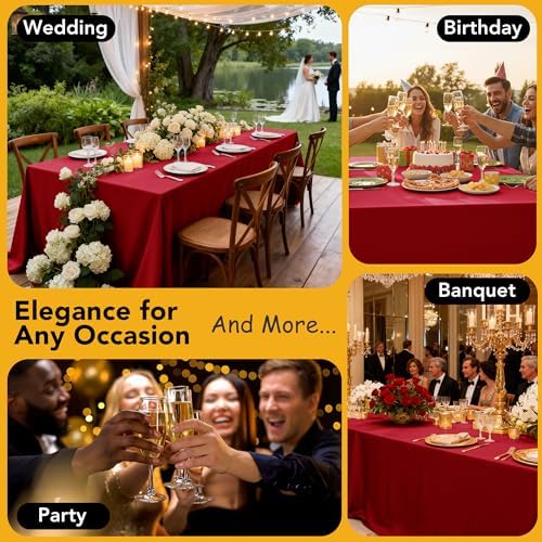 6-Pack Red Tablecloths for Square Tables, 54 x 54 Inches in 54 x 54 Inches, alternate view 5