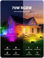 6 Pack RGB LED Flood Light Outdoor, 70W Color Changing Uplights with Remote, 2700K Warm White IP66 Stage, alternate view 2