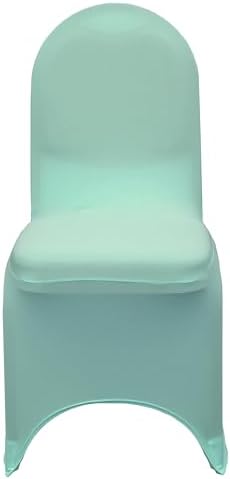 6 Pack Robin Egg Stretch Spandex Banquet Chair Covers - Wedding Slip Premium Quality Cover in Robin Egg, alternate view 4