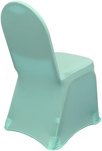 6 Pack Robin Egg Stretch Spandex Banquet Chair Covers - Wedding Slip Premium Quality Cover in Robin Egg, alternate view 5