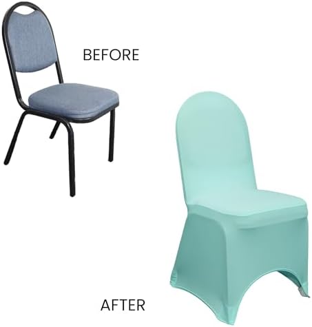 6 Pack Robin Egg Stretch Spandex Banquet Chair Covers - Wedding Slip Premium Quality Cover in Robin Egg, alternate view 6