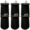 6 Pack Round Spandex Cocktail Table Tablecloth with Skirts, 32 x 43 Inch Black Spandex High Top Cocktail Table