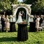 6 Pack Round Spandex Cocktail Table Tablecloth with Skirts, 32 x 43 Inch Black Spandex High Top Cocktail Table, alternate