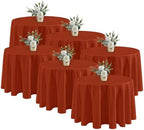 6 Pack Rust Tablecloths 108 Inch Round for 36"-84" Tables in Rust