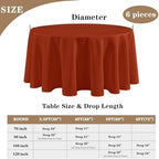6 Pack Rust Tablecloths 108 Inch Round for 36"-84" Tables in Rust, alternate view 2