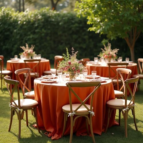 6 Pack Rust Tablecloths 108 Inch Round for 36"-84" Tables in Rust, alternate view 4