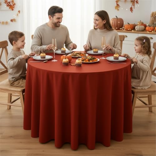 6 Pack Rust Tablecloths 120 Inch Round for 48"-96" Tables in Rust, alternate view 3