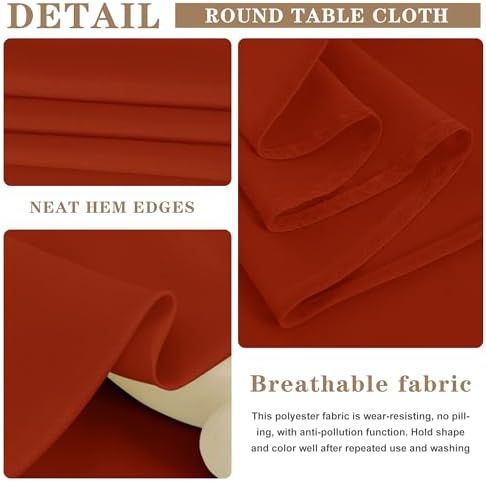 6 Pack Rust Tablecloths 120 Inch Round for 48"-96" Tables in Rust, alternate view 7