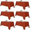 6 Pack Rust Tablecloths 70x120 Inch for 6-8 Ft Rectangle Tables in 70x120 Inch in Rust