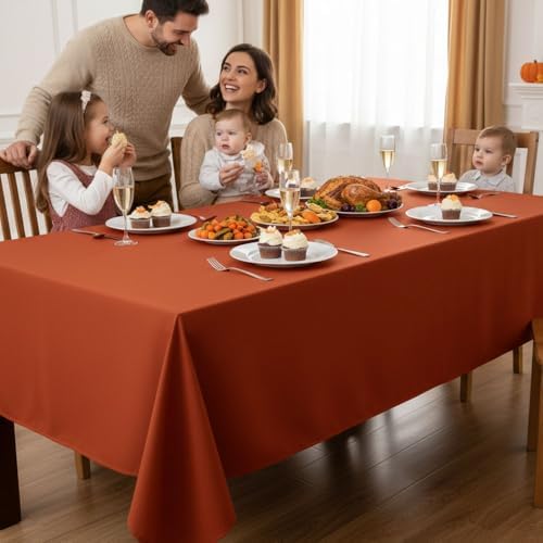 6 Pack Rust Tablecloths 70x120 Inch for 6-8 Ft Rectangle Tables in 70x120 Inch in Rust, alternate view 3