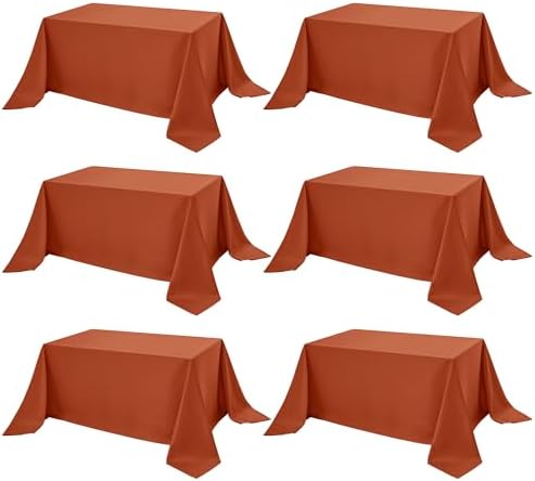 6-Pack Rust Tablecloths for Rectangle Tables, 90 x 132 Inches in 90 x 132 Inches