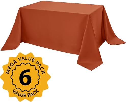 6-Pack Rust Tablecloths for Rectangle Tables, 90 x 132 Inches in 90 x 132 Inches, alternate view 2