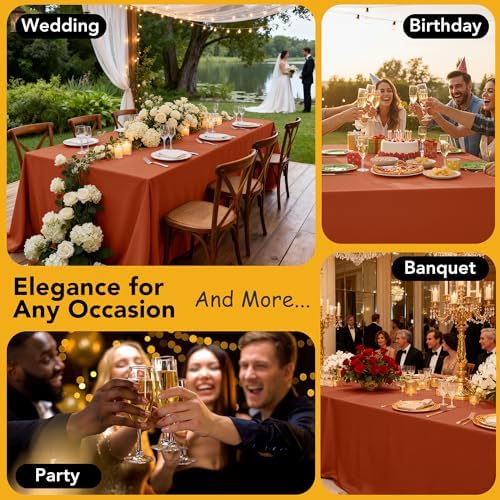 6-Pack Rust Tablecloths for Rectangle Tables, 90 x 132 Inches in 90 x 132 Inches, alternate view 5