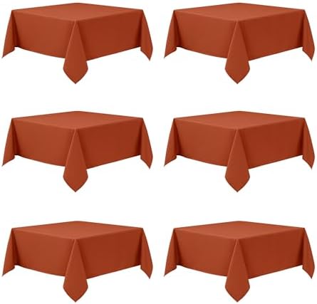 6-Pack Rust Tablecloths for Square Tables, 54 x 54 Inches in 54 x 54 Inches