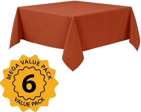 6-Pack Rust Tablecloths for Square Tables, 54 x 54 Inches in 54 x 54 Inches, alternate view 2