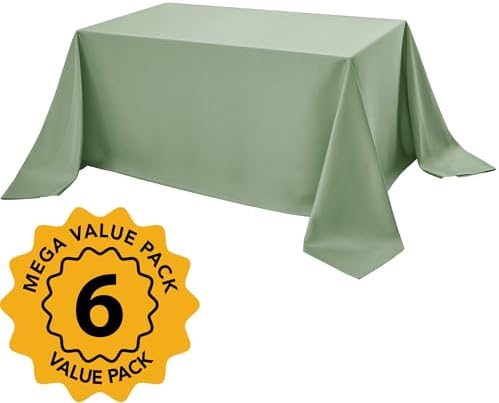 6-Pack Sage Green Tablecloths for Rectangle Tables, 90 x 156 in in Sage Green, alternate view 2