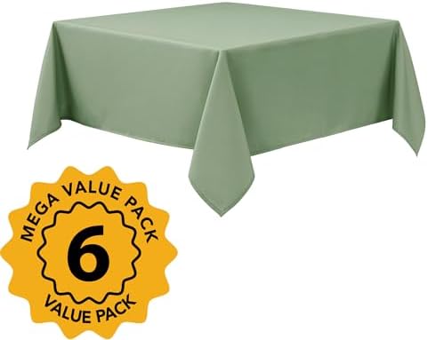 6-Pack Sage Green Tablecloths for Square Tables, 54 x 54 Inches in 54 x 54 Inches, alternate view 2