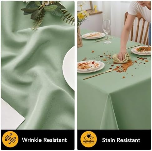 6-Pack Sage Green Tablecloths for Square Tables, 54 x 54 Inches in 54 x 54 Inches, alternate view 4