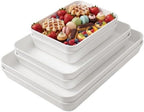 6 Pack Serving Tray for Party Reusable BPA-Free Plastic Food Serving Platter White Catering Trays for Dessert