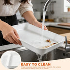 6 Pack Serving Tray for Party Reusable BPA-Free Plastic Food Serving Platter White Catering Trays for Dessert, alternate view