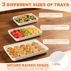 6 Pack Serving Tray for Party Reusable BPA-Free Plastic Food Serving Platter White Catering Trays for Dessert, alternate view