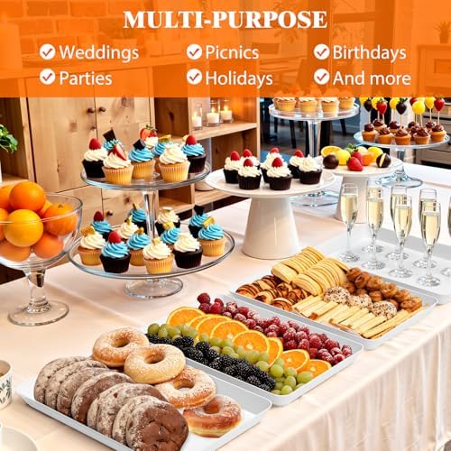 6-Pack Serving Tray Set, Reusable Plastic Serving Platter for Party Supplies, Entertaining, Grilling, alternate view 7
