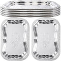 6 Pack Silver Serving Trays, Irregular, Large in Large in Silver