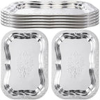 6 Pack Silver Serving Trays, Irregular, Large in Large in Silver