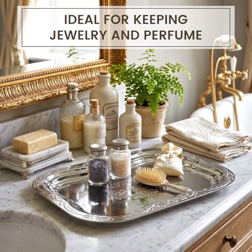 6 Pack Silver Serving Trays, Irregular, Large in Large in Silver, alternate view 5