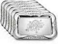 6 Pack Silver Serving Trays Set, Stainless Steel Decorative Tray in Silver