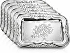 6 Pack Silver Serving Trays Set, Stainless Steel Decorative Tray in Silver