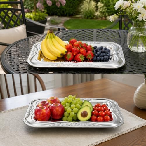6 Pack Silver Serving Trays Set, Stainless Steel Decorative Tray in Silver, alternate view 7