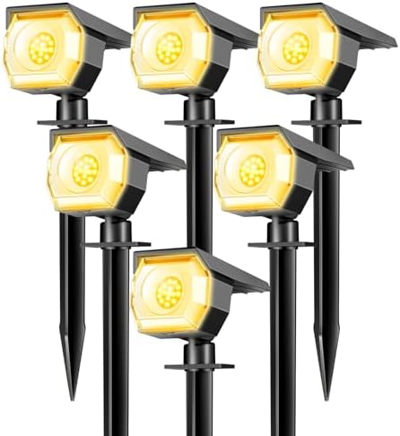 6 Pack Solar Spot Lights Outdoor Waterproof, Landscape Spotlights