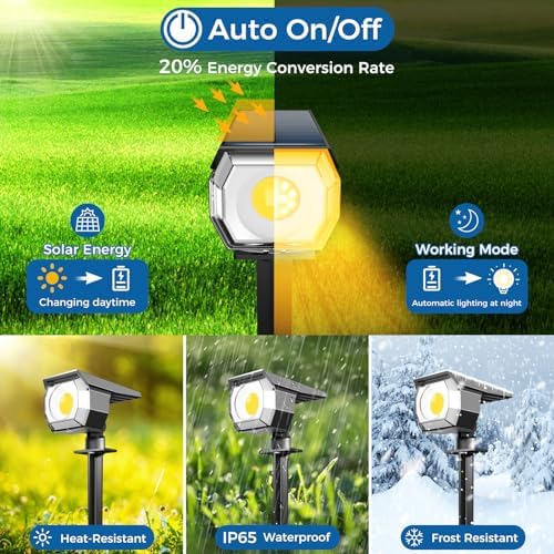 6 Pack Solar Spot Lights Outdoor Waterproof, Landscape Spotlights, alternate view 4